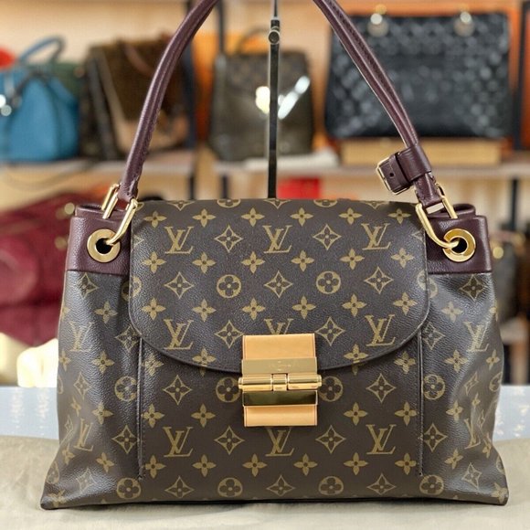 LOUIS VUITTON Large Authentic Monogram Olympe Purple Grim Handbag Tote Bag $3800